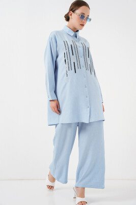 Desenli Tunik Pantolon İkili Takım 6720 - Mavi 