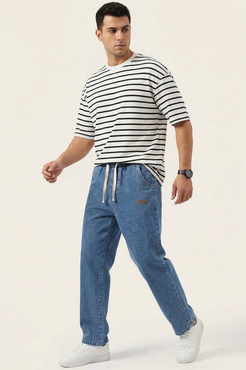 Erkek Rahat Kesim Baggy Jean Pantolon 30073 - Lacivert - BİGDART