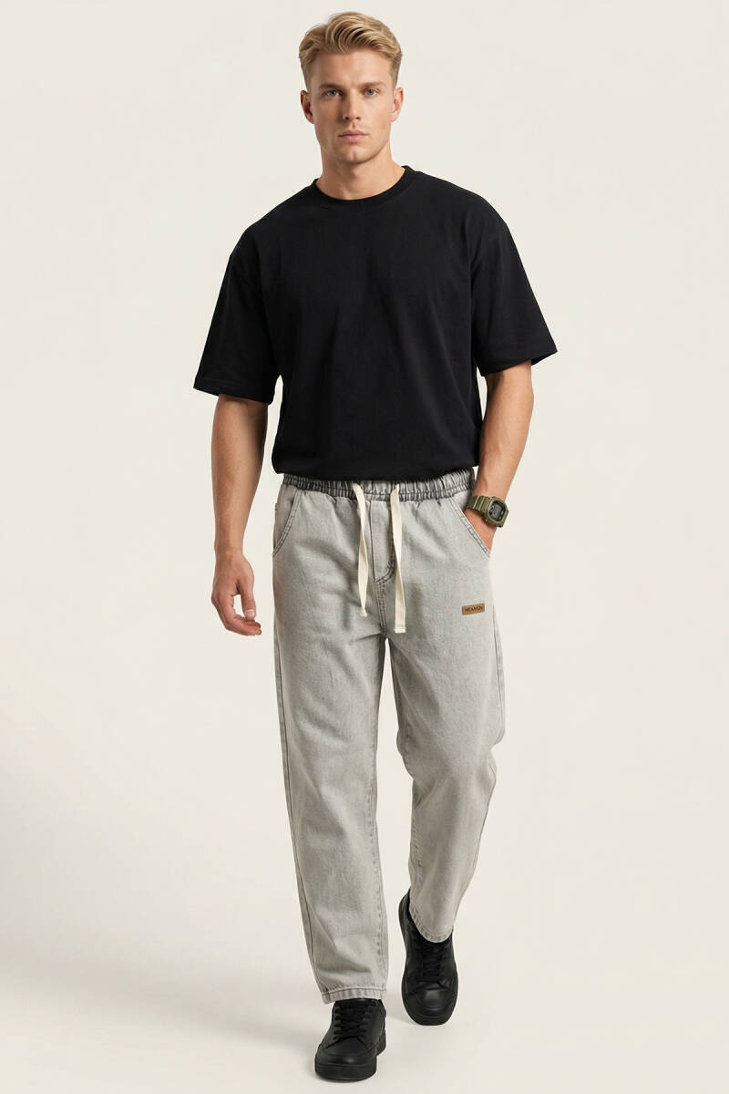 Erkek Rahat Kesim Baggy Jean Pantolon 30073 - Taş - BİGDART