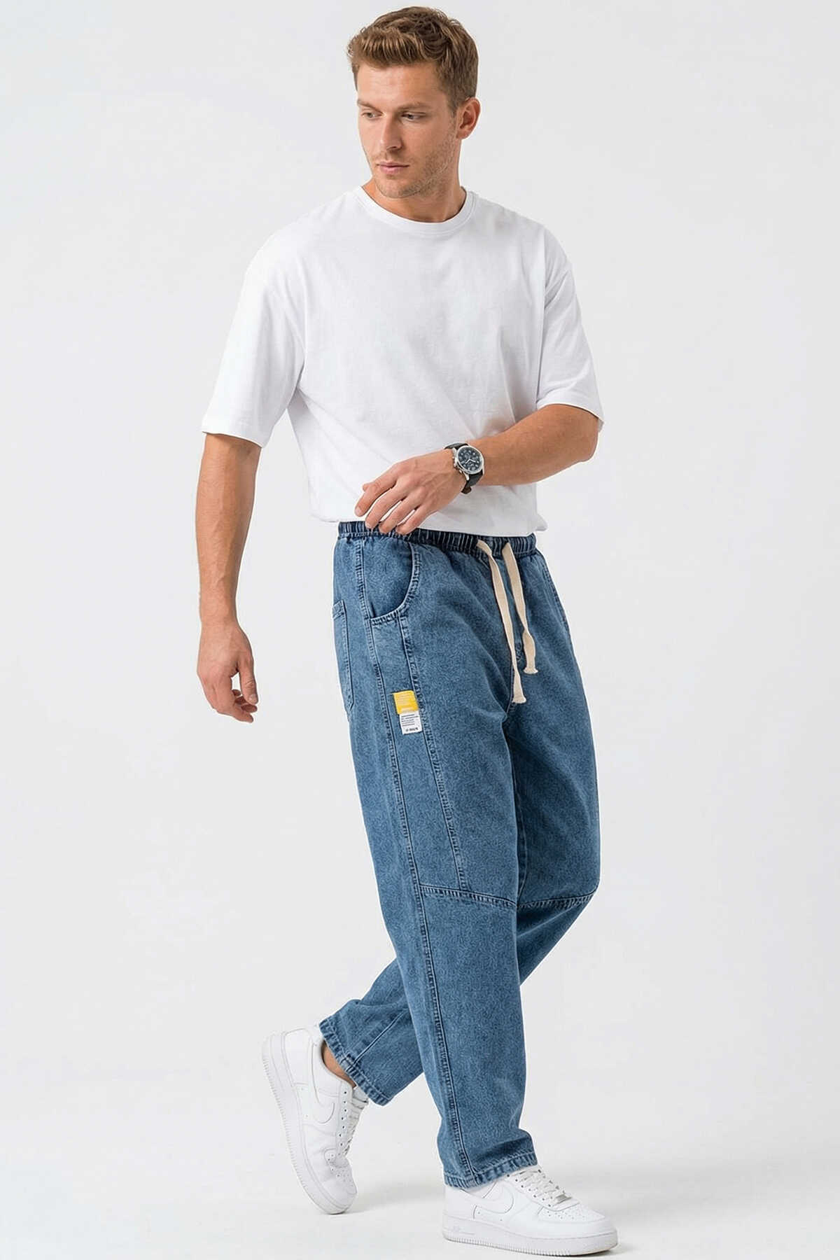 Erkek Rahat Kesim Baggy Jean Pantolon 30074 - İndigo - 1