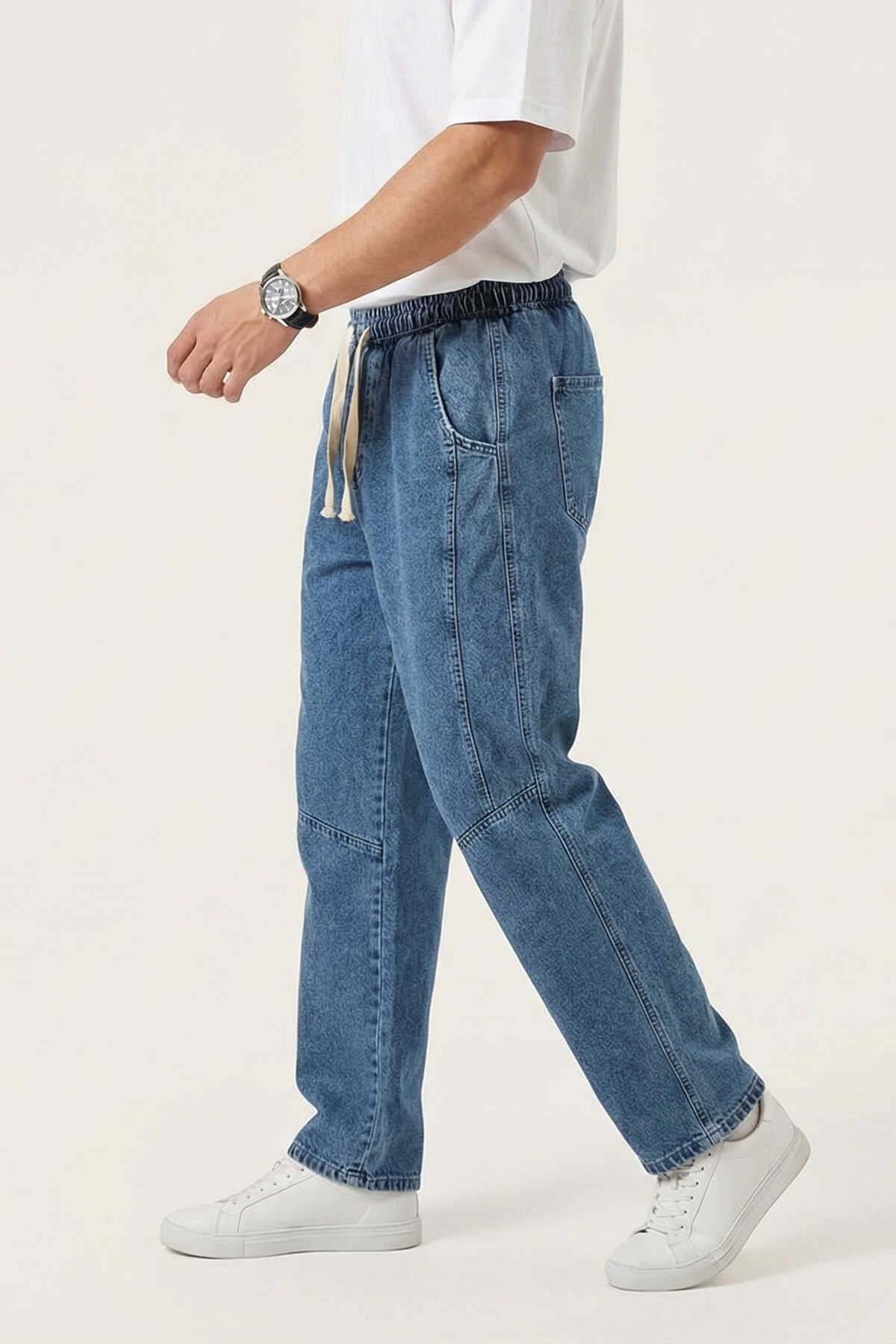 Erkek Rahat Kesim Baggy Jean Pantolon 30074 - İndigo - 3