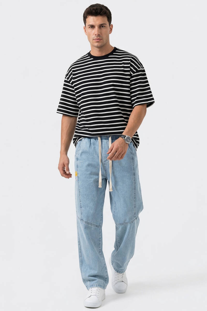 Erkek Rahat Kesim Baggy Jean Pantolon 30074 - Mavi - BİGDART