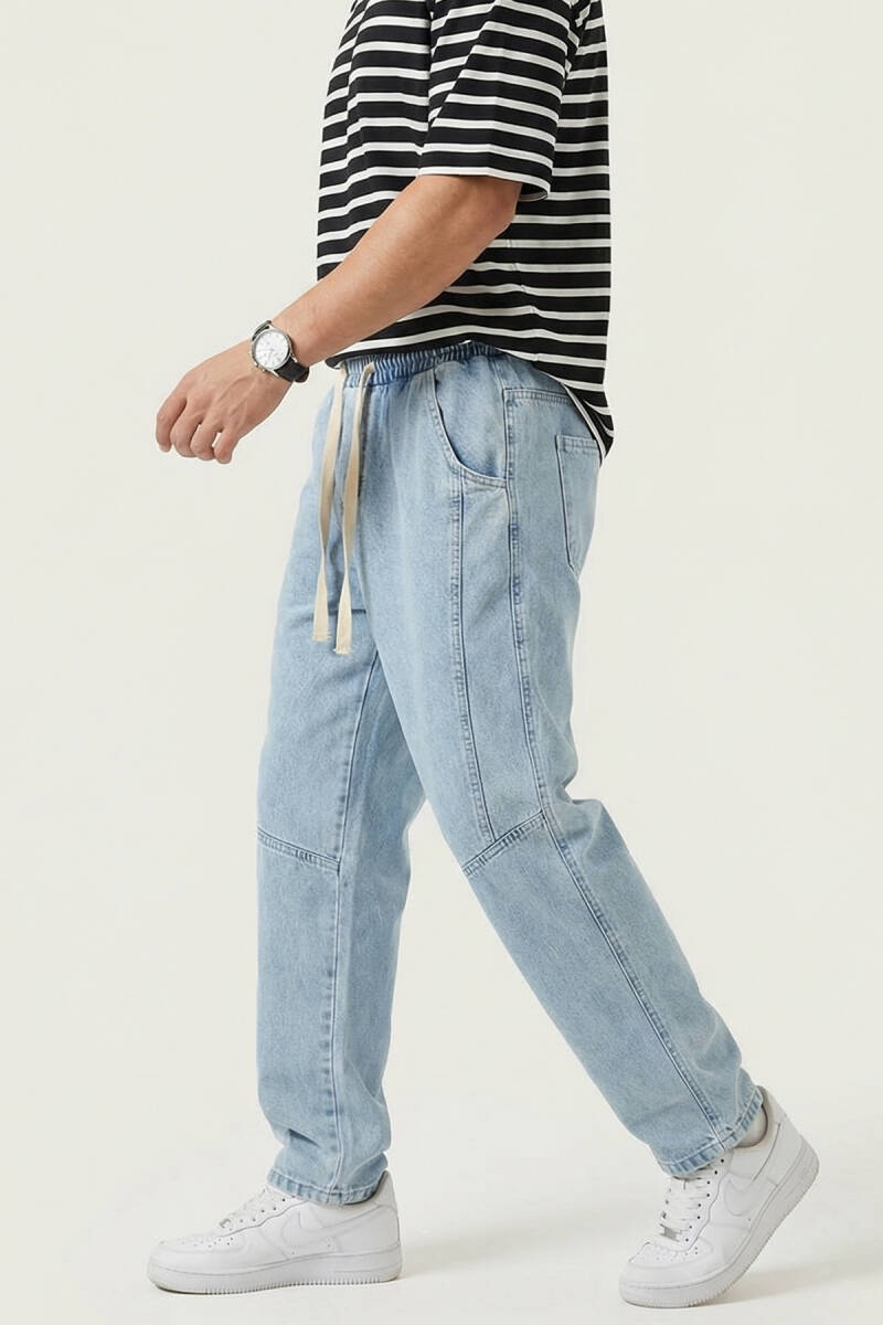 Erkek Rahat Kesim Baggy Jean Pantolon 30074 - Mavi (1)