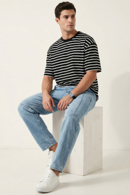 Erkek Rahat Kesim Baggy Jean Pantolon 30074 - Mavi - 3