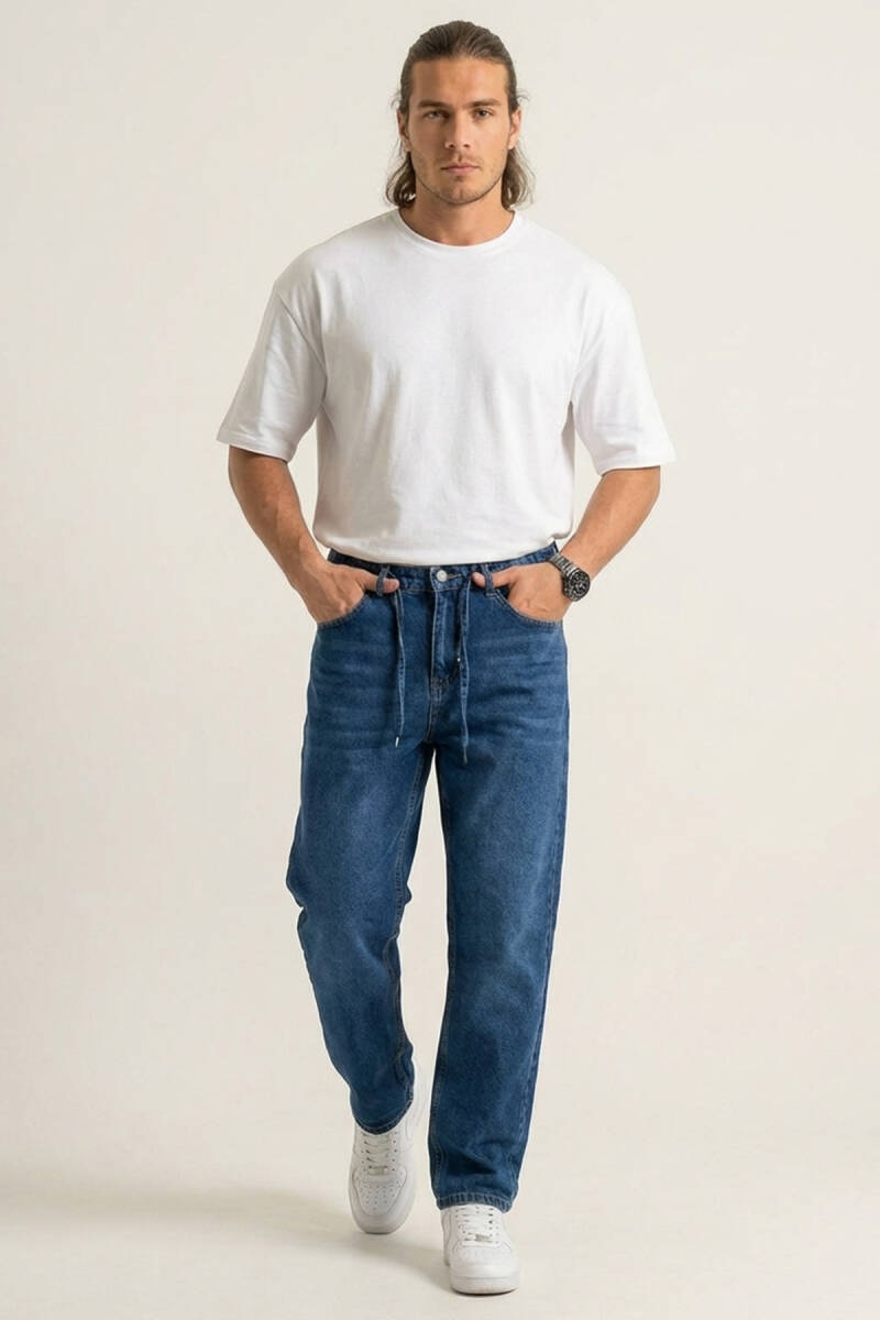 Erkek Rahat Kesim Baggy Jean Pantolon 30075 - Lacivert - BİGDART