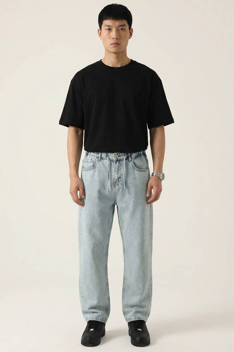 Erkek Rahat Kesim Baggy Jean Pantolon 30075 - Mavi - BİGDART