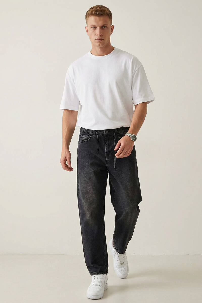 Erkek Rahat Kesim Baggy Jean Pantolon 30075 - Siyah - BİGDART