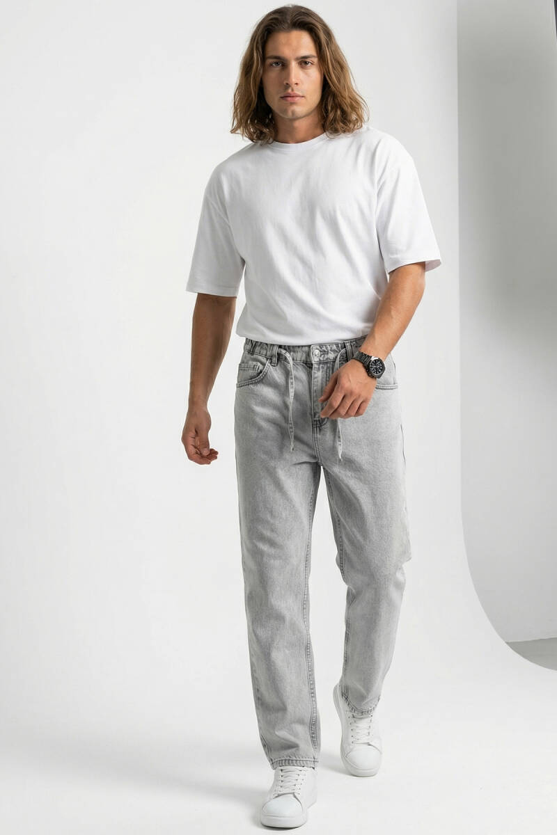 Erkek Rahat Kesim Baggy Jean Pantolon 30075 - Taş - BİGDART