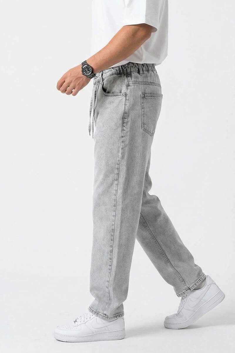Erkek Rahat Kesim Baggy Jean Pantolon 30075 - Taş (1)