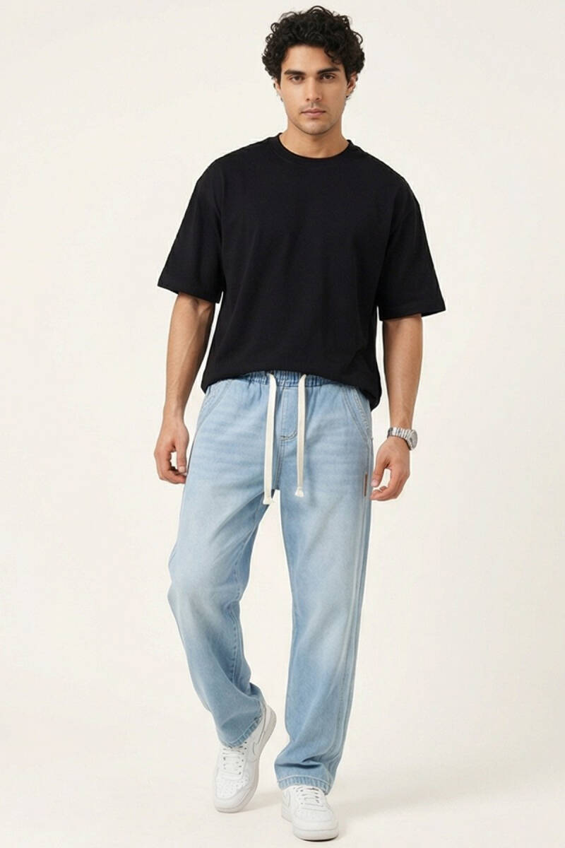 Erkek Rahat Kesim Baggy Jean Pantolon 30076 - Mavi - BİGDART