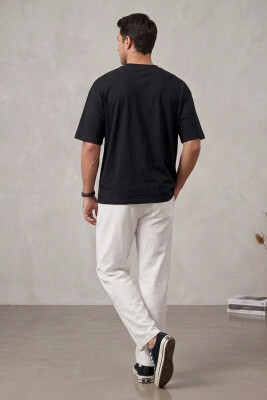 Erkek Rahat Keten Pantolon 30118 - Beyaz - 2