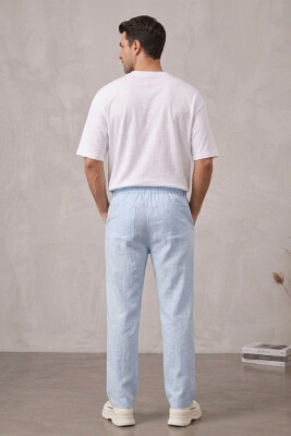 Erkek Rahat Keten Pantolon 30118 - Mavi - 3