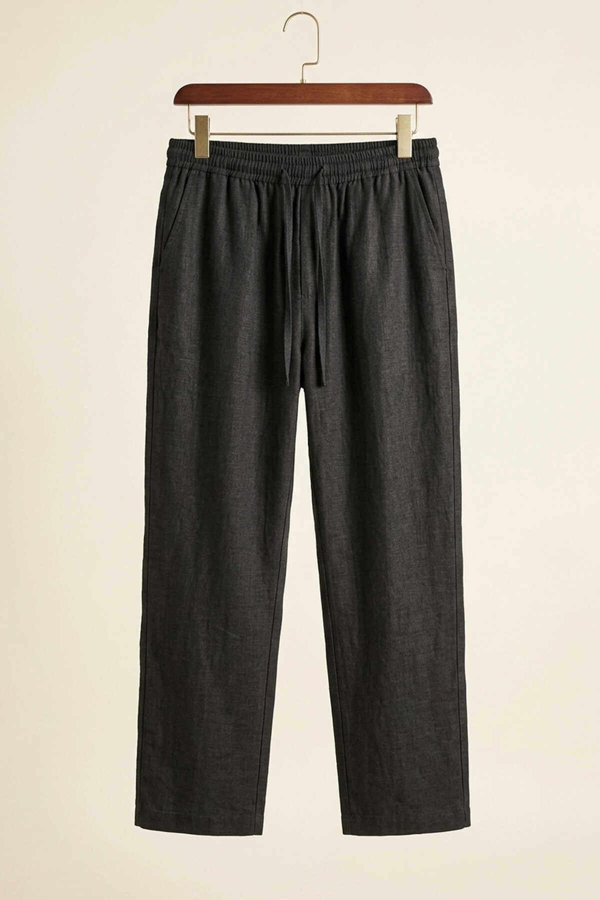 Erkek Rahat Keten Pantolon 30118 - Siyah - 3