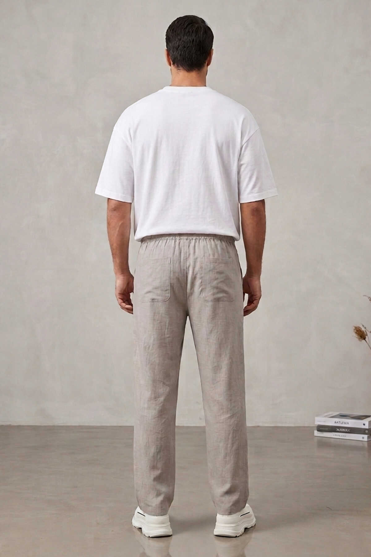 Erkek Rahat Keten Pantolon 30118 - Taş - 2