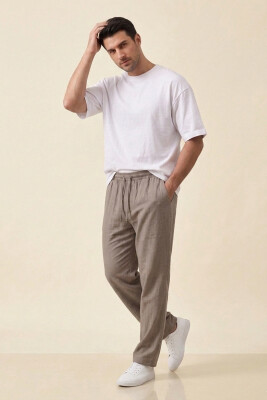 Erkek Rahat Keten Pantolon 30118 - Vizon - 1