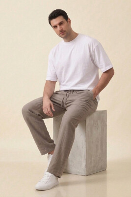 Erkek Rahat Keten Pantolon 30118 - Vizon - 2