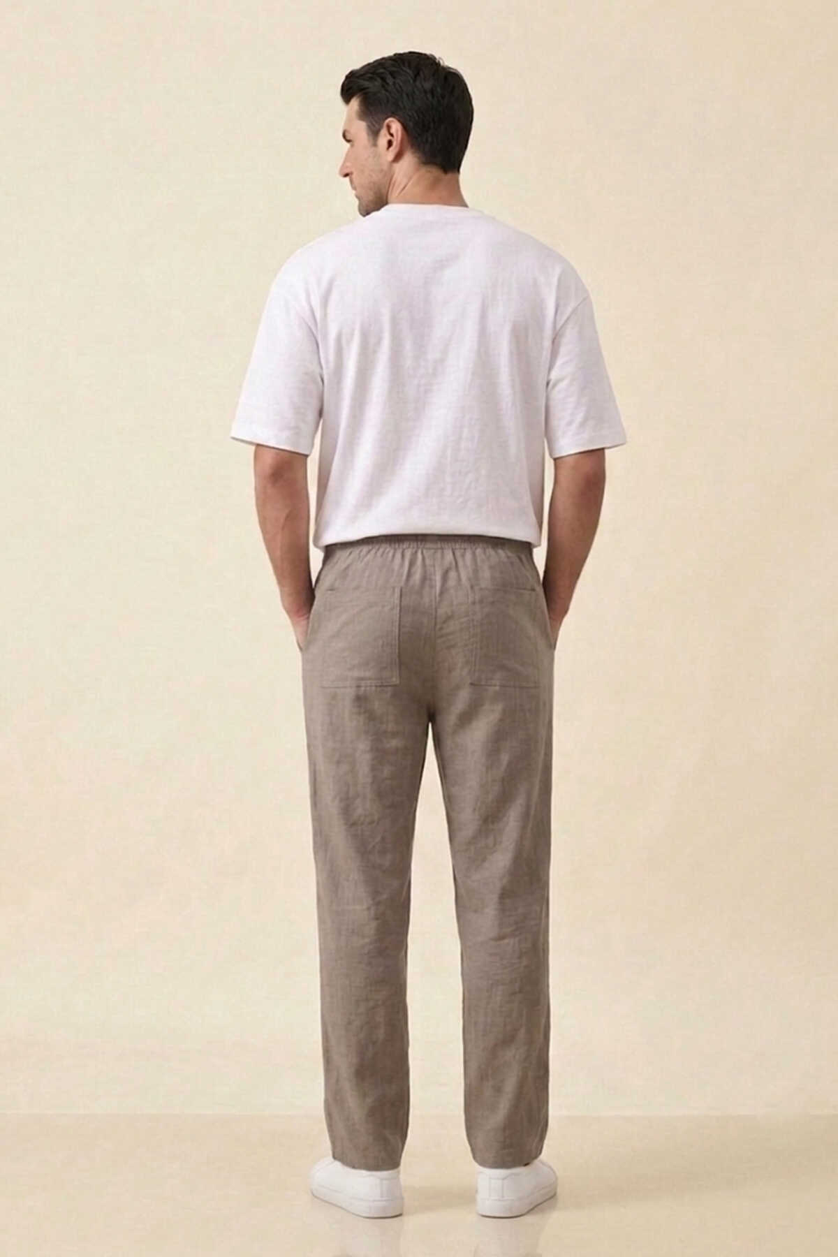 Erkek Rahat Keten Pantolon 30118 - Vizon - 3