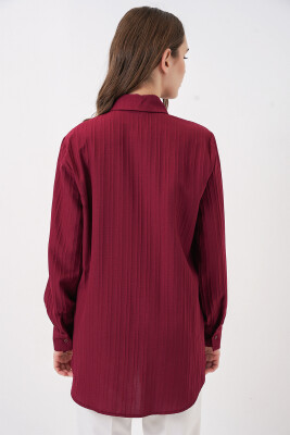 Fırfırlı Uzun Gömlek Tunik 5953 - Bordo - 6