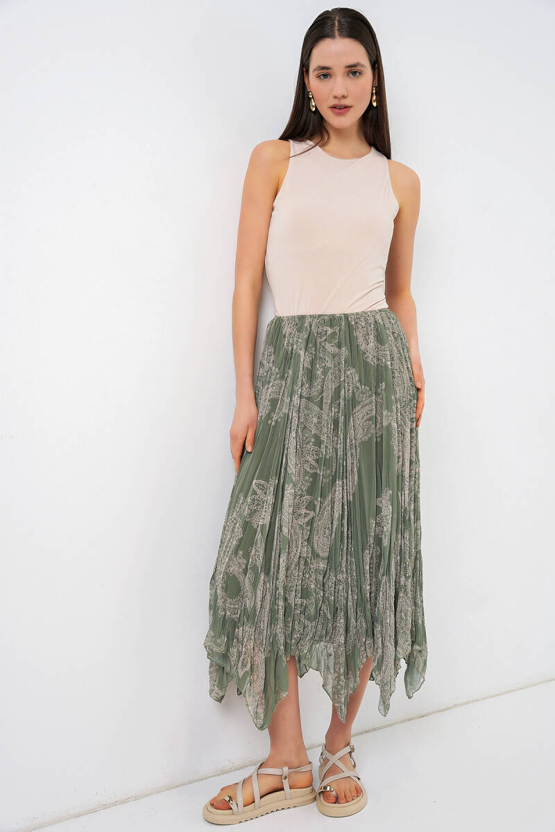 Kadın Asimetrik Tül Şifon Etek 8061 - Çağla - BİGDART