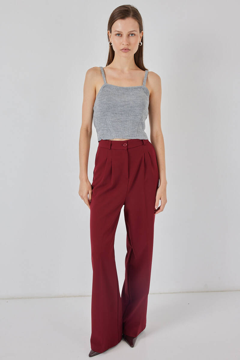 Kadın Askılı Crop Top Bluz 15934 - Gri (1)