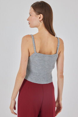 Kadın Askılı Crop Top Bluz 15934 - Gri - 6