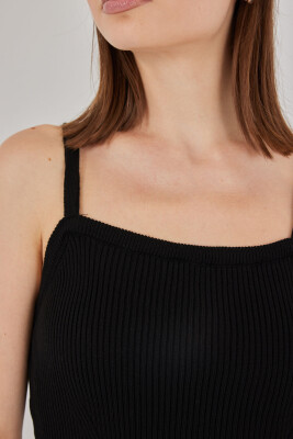 Kadın Askılı Crop Top Bluz 15934 - Siyah - 5