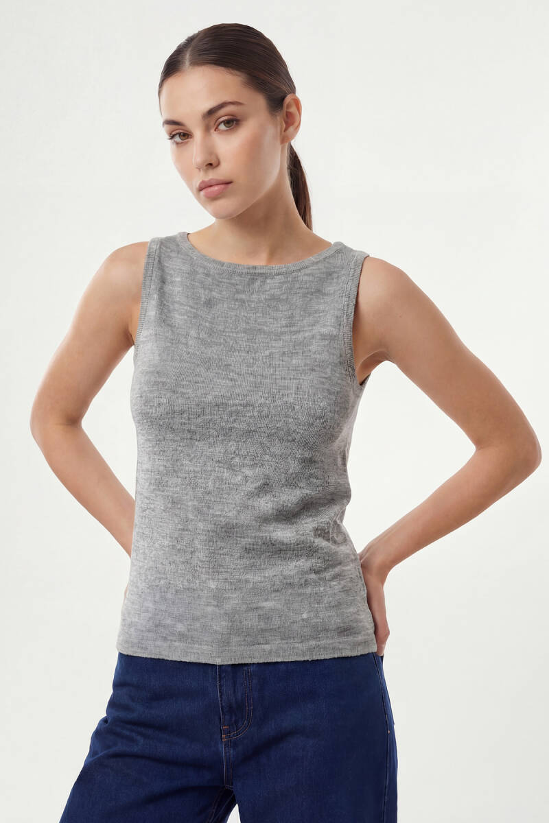 Kadın Askılı Örme Atlet 15935 - Gri - BİGDART