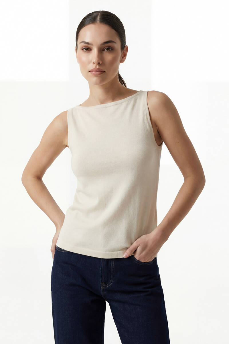 Kadın Askılı Örme Atlet 15935 - Krem - BİGDART