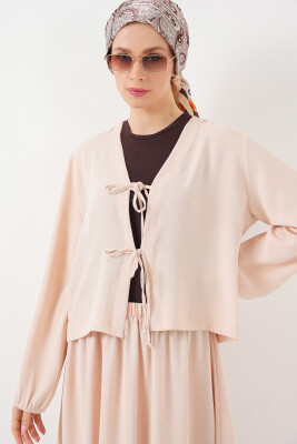 Kadın Ayrobin Kimono Etek İkili Takım 8047 - Krem - 2