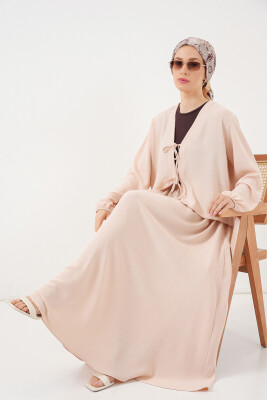 Kadın Ayrobin Kimono Etek İkili Takım 8047 - Krem - 3