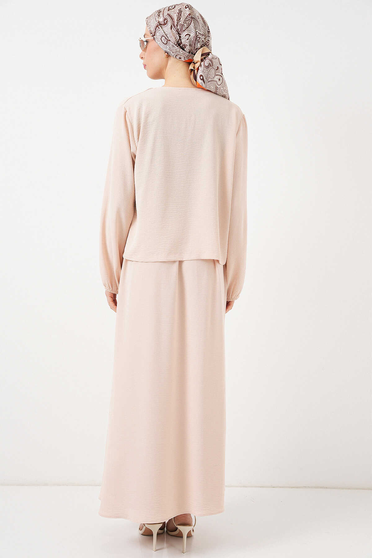 Kadın Ayrobin Kimono Etek İkili Takım 8047 - Krem - 6