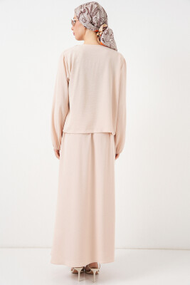 Kadın Ayrobin Kimono Etek İkili Takım 8047 - Krem - 6