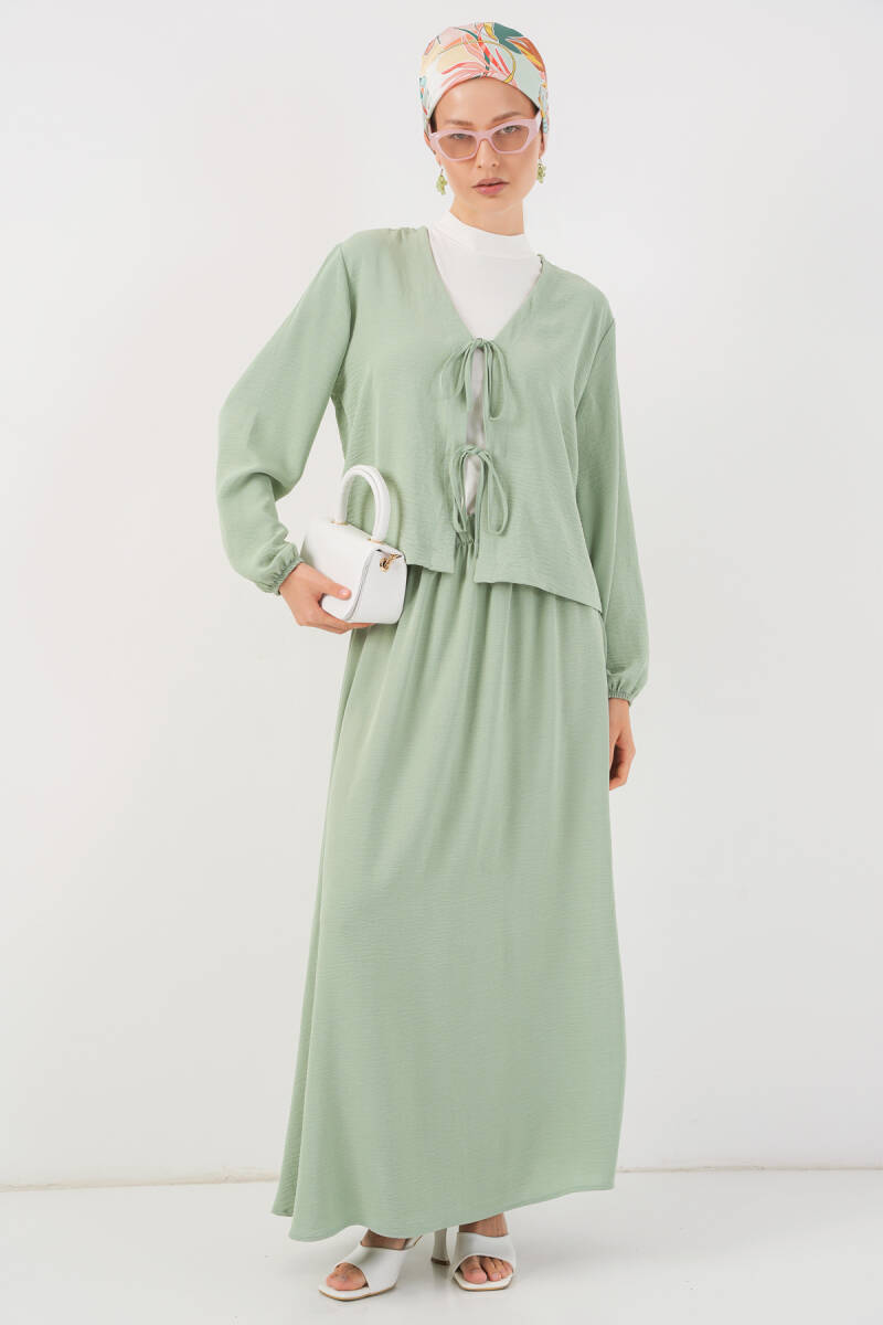 Kadın Ayrobin Kimono Etek İkili Takım 8047 - Mint - BİGDART