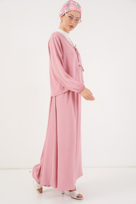 Kadın Ayrobin Kimono Etek İkili Takım 8047 - Pembe - 3