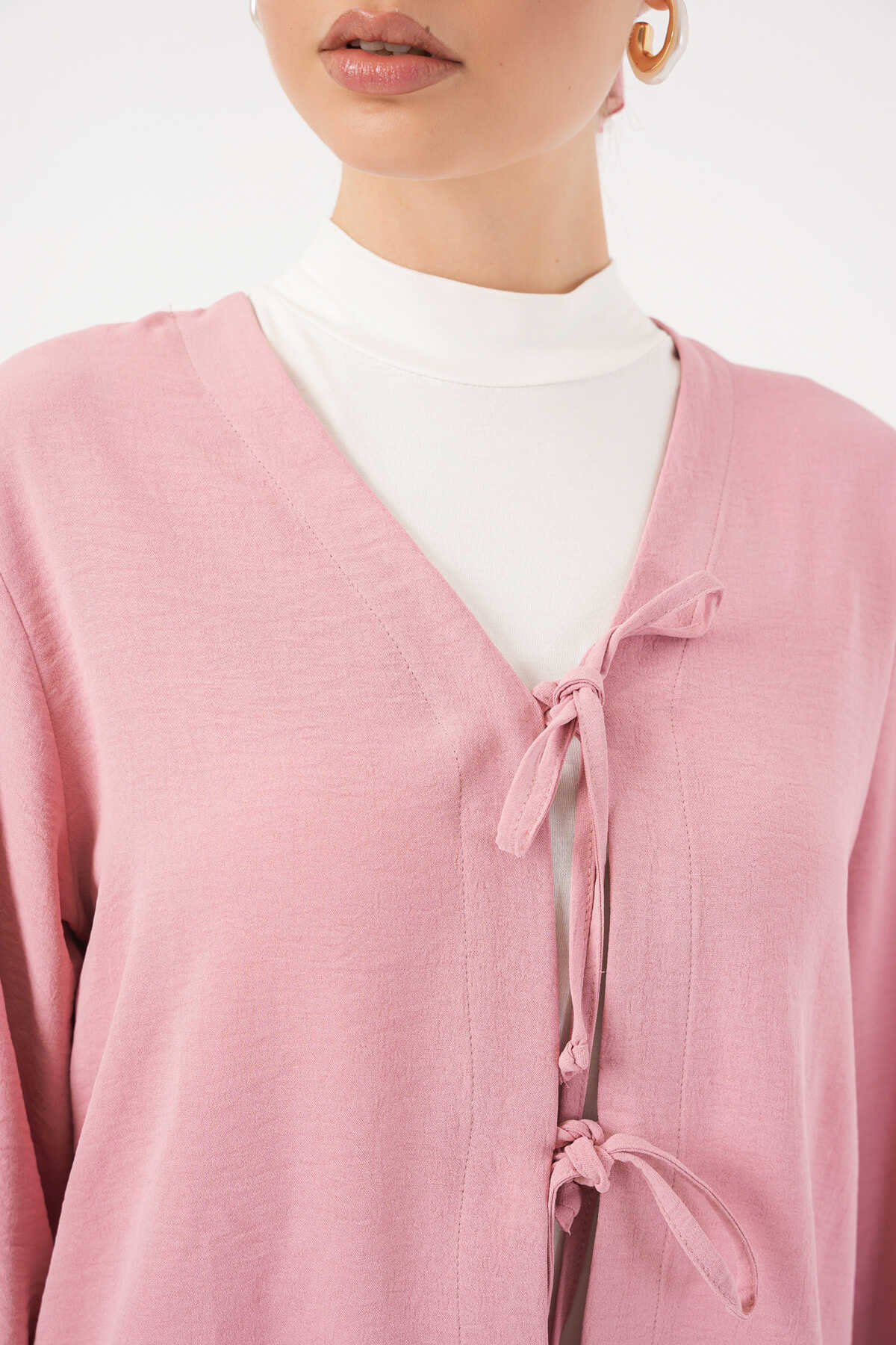Kadın Ayrobin Kimono Etek İkili Takım 8047 - Pembe - 5