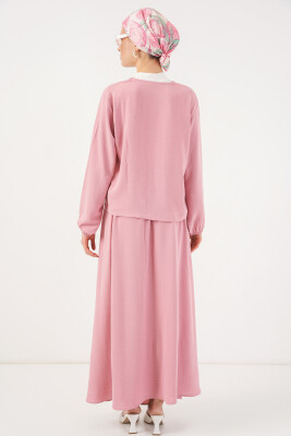 Kadın Ayrobin Kimono Etek İkili Takım 8047 - Pembe - 7
