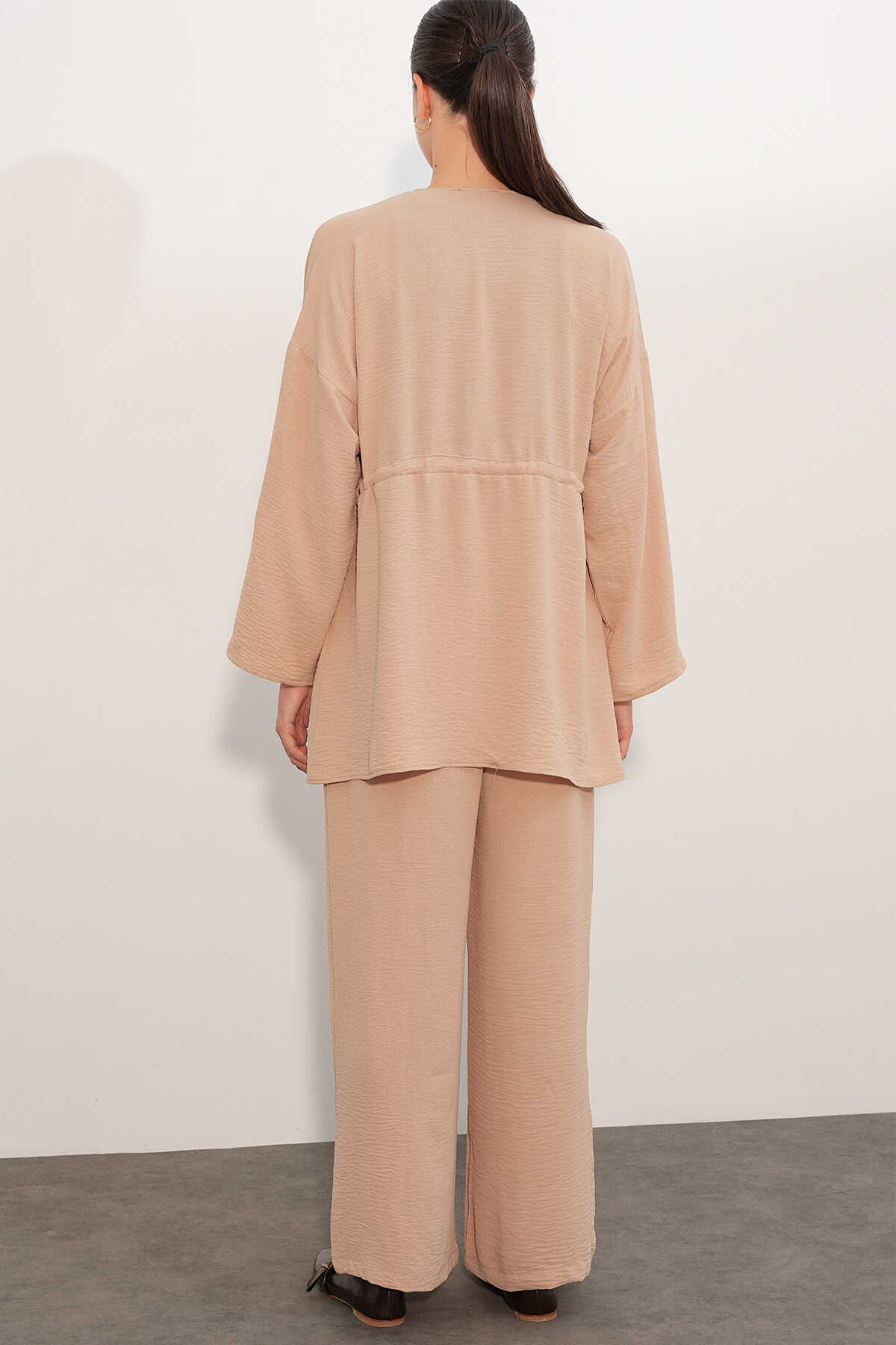 Kadın Ayrobin Kimono Pantolon İkili Takım 30101 - Bej - 6