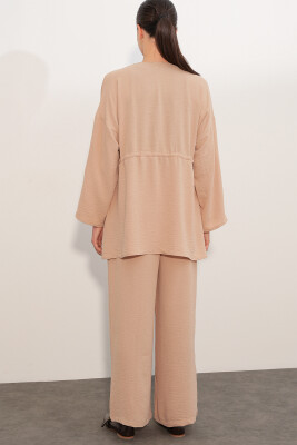 Kadın Ayrobin Kimono Pantolon İkili Takım 30101 - Bej - 6