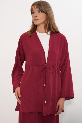 Kadın Ayrobin Kimono Pantolon İkili Takım 30101 - Bordo - 2