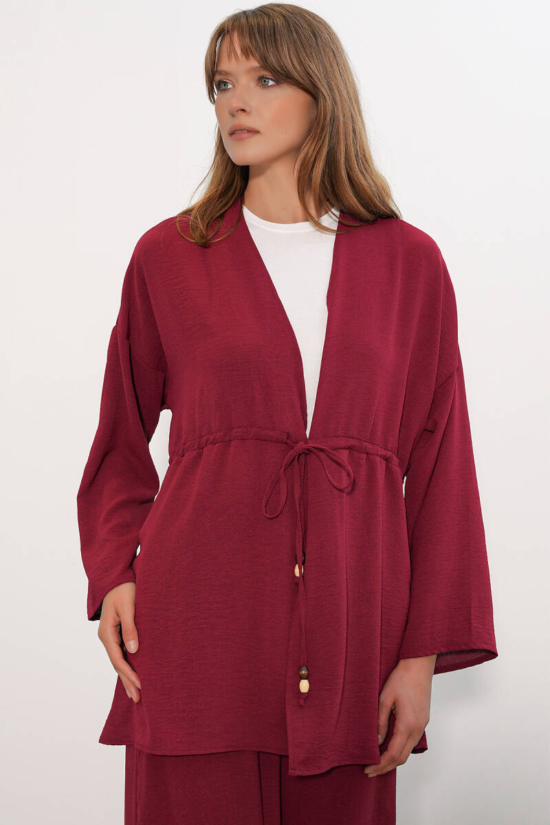 Kadın Ayrobin Kimono Pantolon İkili Takım 30101 - Bordo (1)