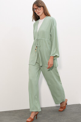 Kadın Ayrobin Kimono Pantolon İkili Takım 30101 - E.Yeşil - 3