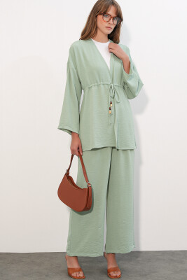 Kadın Ayrobin Kimono Pantolon İkili Takım 30101 - E.Yeşil - 4