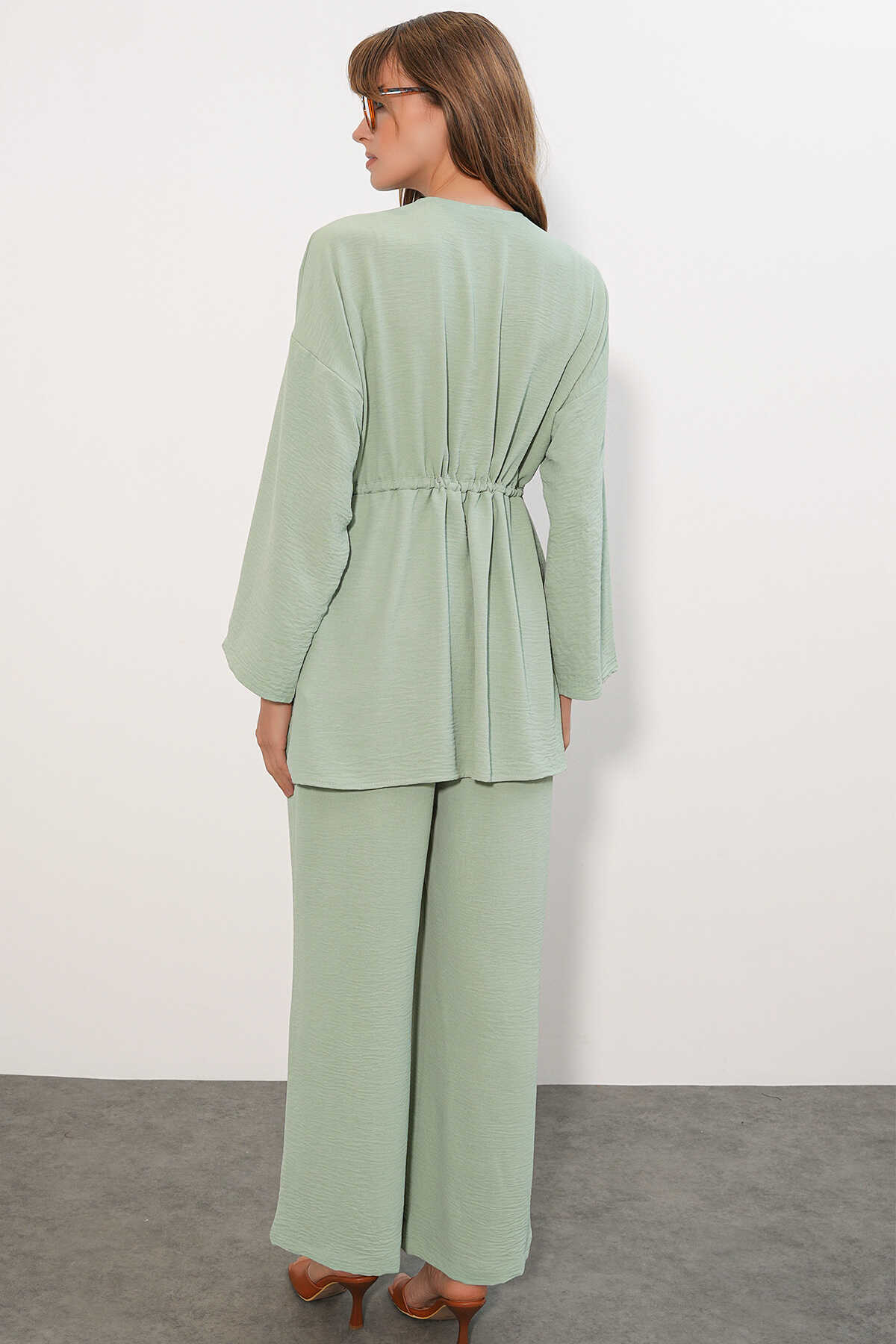 Kadın Ayrobin Kimono Pantolon İkili Takım 30101 - E.Yeşil - 6