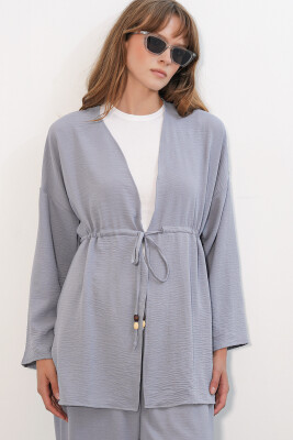 Kadın Ayrobin Kimono Pantolon İkili Takım 30101- Gri - 2