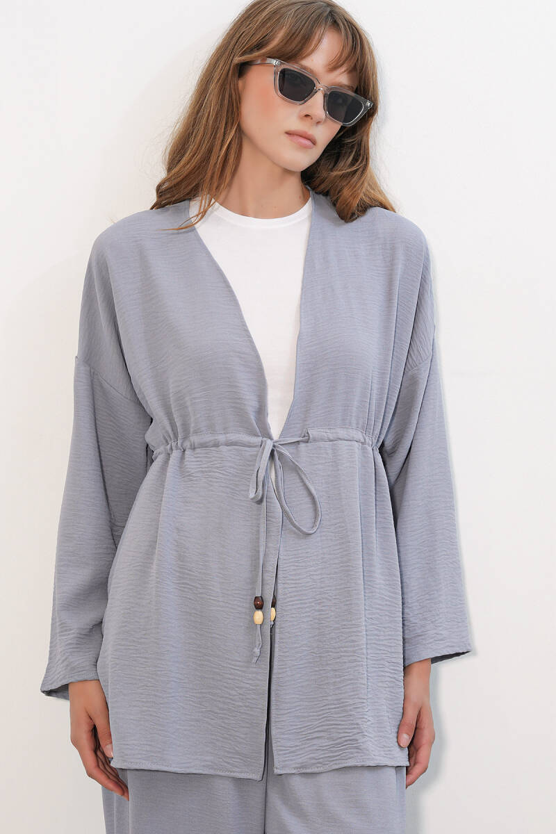 Kadın Ayrobin Kimono Pantolon İkili Takım 30101- Gri (1)