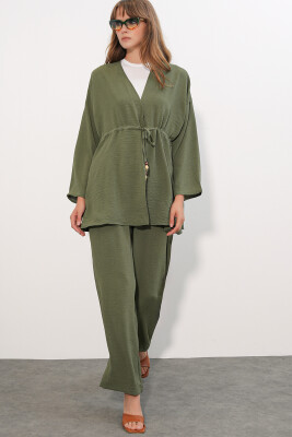 Kadın Ayrobin Kimono Pantolon İkili Takım 30101 - Haki - 1
