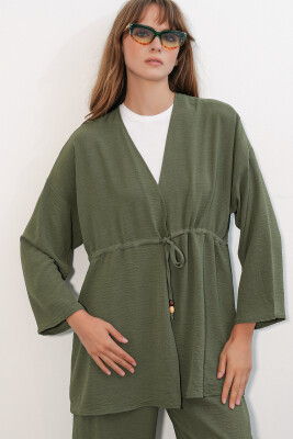 Kadın Ayrobin Kimono Pantolon İkili Takım 30101 - Haki - 2