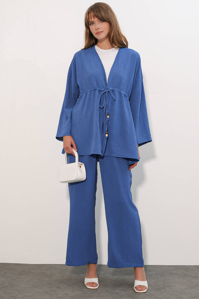 Kadın Ayrobin Kimono Pantolon İkili Takım 30101 - İndigo - BİGDART