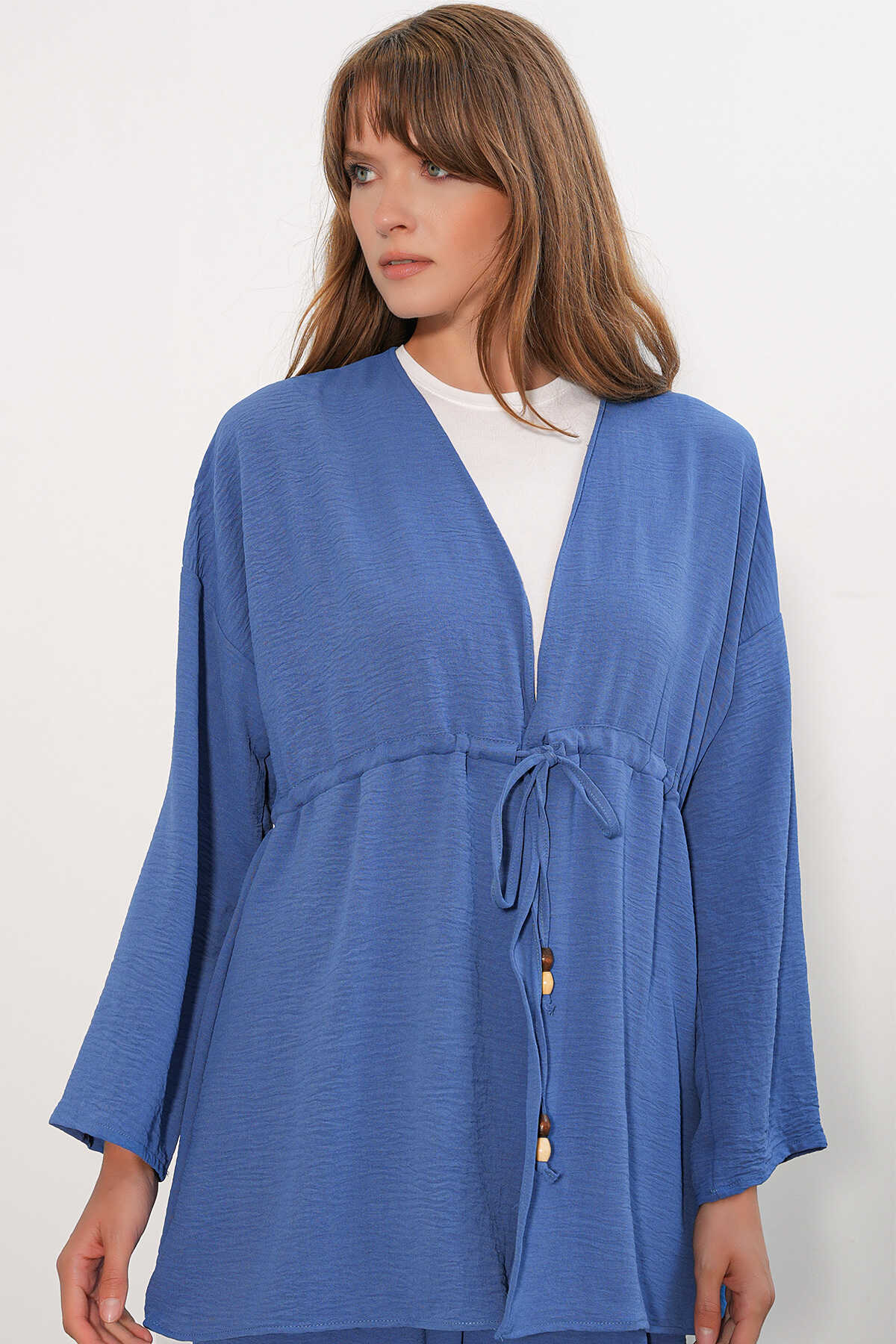 Kadın Ayrobin Kimono Pantolon İkili Takım 30101- İndigo - 2