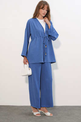 Kadın Ayrobin Kimono Pantolon İkili Takım 30101- İndigo - 3